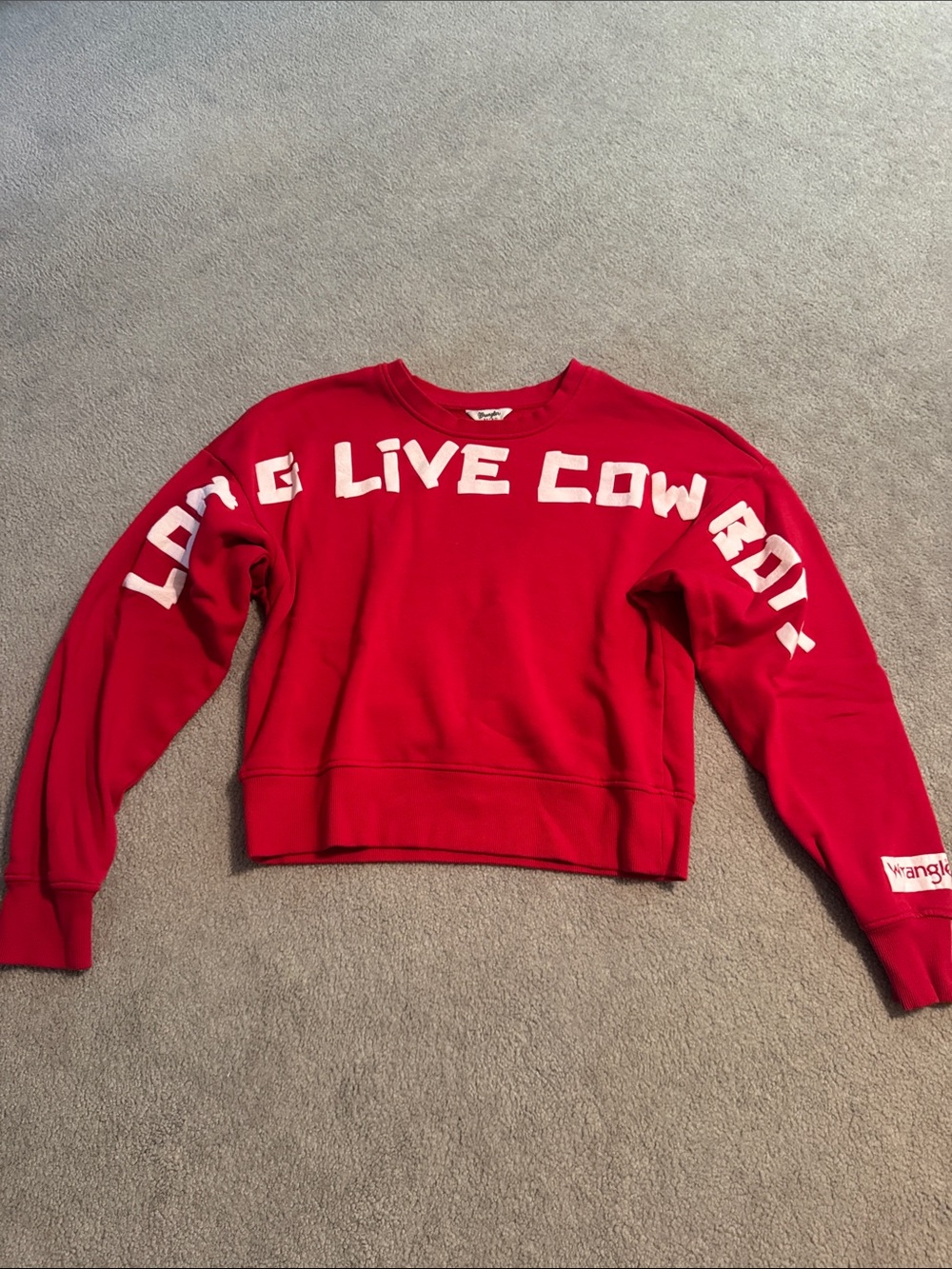 Wrangler Retro Red Crewneck Sweatshirt LONG LIVE COWBOYS L